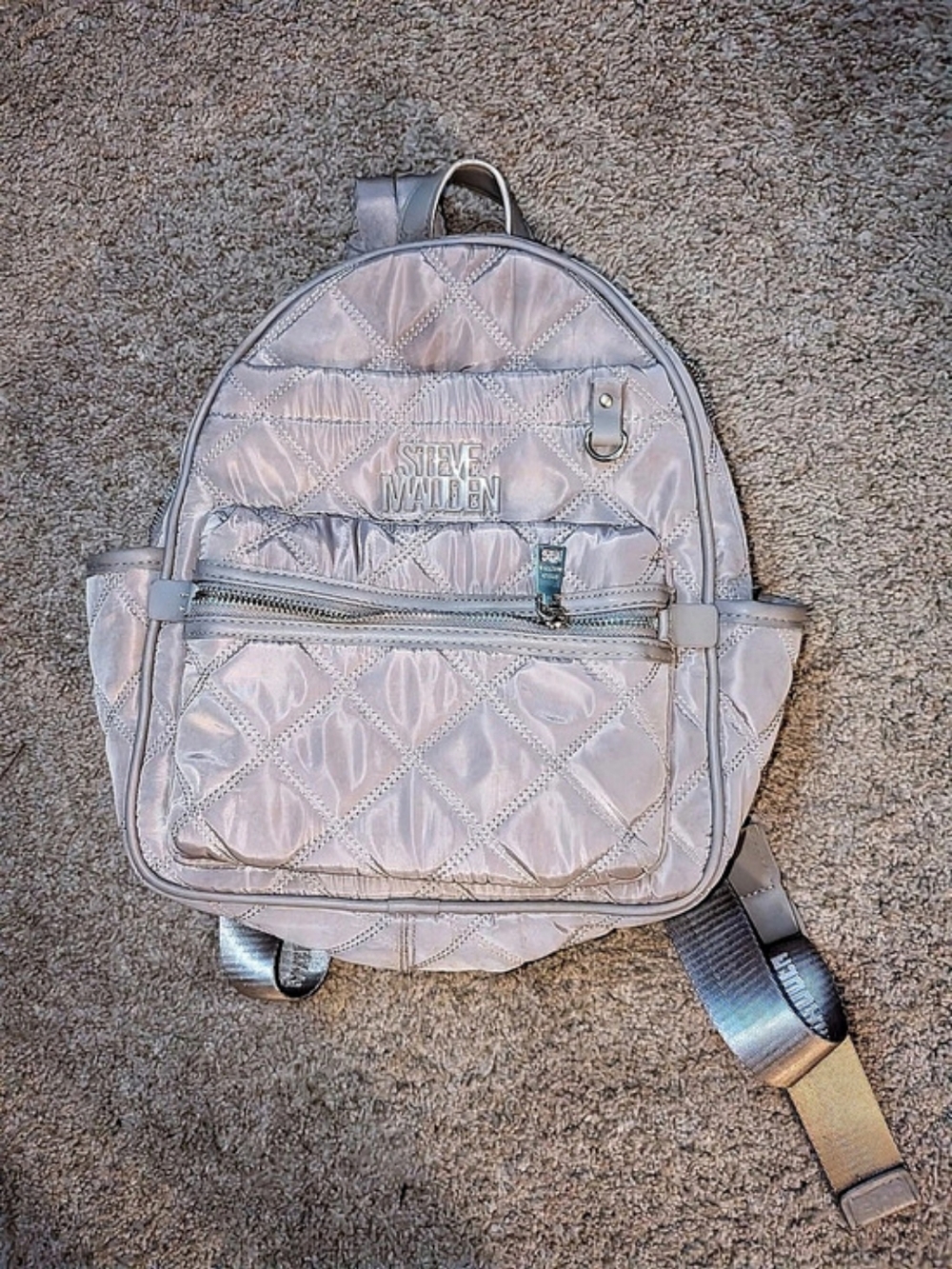 Steve Madden Quilted Nylon Mini Backpack in Pink